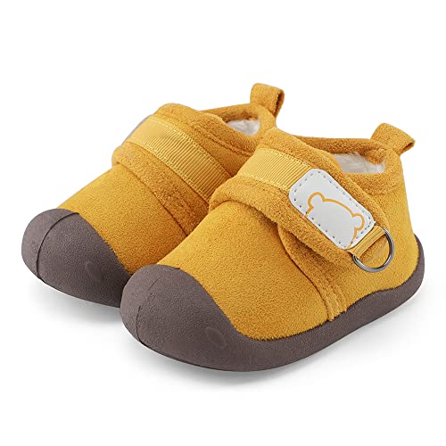 MASOCIO Zapatos Bebe Niño Niña Invierno Patucos Botas Botines Botitas Bebé Zapatillas Primeros Pasos 6-12 Meses Amarillo Talla 19 (CN 15)