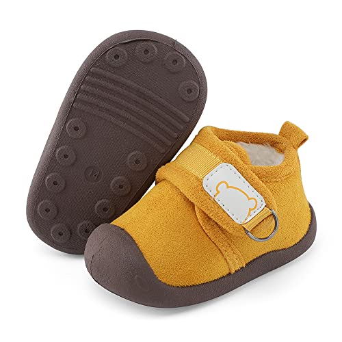 MASOCIO Zapatos Bebe Niño Niña Invierno Patucos Botas Botines Botitas Bebé Zapatillas Primeros Pasos 6-12 Meses Amarillo Talla 19 (CN 15)