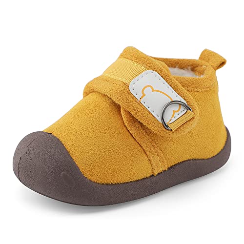 MASOCIO Zapatos Bebe Niño Niña Invierno Patucos Botas Botines Botitas Bebé Zapatillas Primeros Pasos 6-12 Meses Amarillo Talla 19 (CN 15)