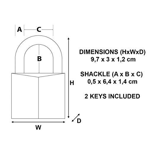 Master Lock 130EURDLJ Candado de Ancho con Cuerpo de Latón Macizo, Dorado, 30mm