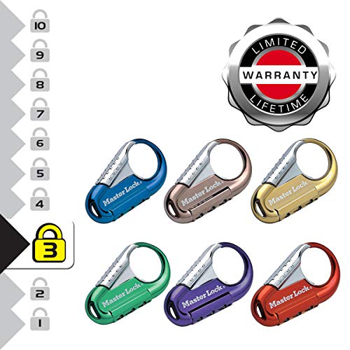 Master Lock 1547EURDCOL Candado para Mochila con Combinación, Color aleatorio, 8.5x3x0.5 cm