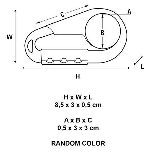 Master Lock 1547EURDCOL Candado para Mochila con Combinación, Color aleatorio, 8.5x3x0.5 cm