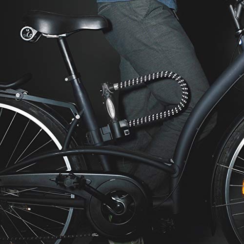 Master Lock 8195EURDPROLWREF Candado U, Llave, Soporte de Transporte, Antirrobo Certificado, XL, Electrica, Bicicleta Montaña, Unisex, Negro/Blanco(Reflectante), Large