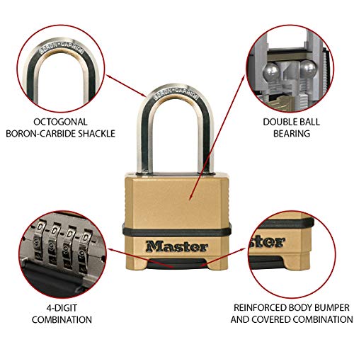 MASTER LOCK Candado Alta Seguridad [Combinacion] [Zinc] [Exterior] [Arco M] M175EURDLF - Ideal para Portales, Garages, Sótanos