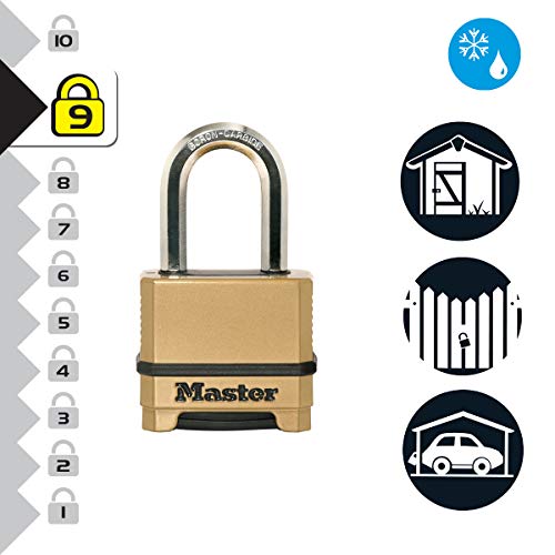 MASTER LOCK Candado Alta Seguridad [Combinacion] [Zinc] [Exterior] [Arco M] M175EURDLF - Ideal para Portales, Garages, Sótanos