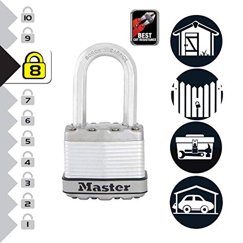 MASTER LOCK Candado Alta Seguridad [Llaves] [Acero Laminado] [Exterior] [Archo M] M1EURDLF - Ideal para Portales, Garages, Sótanos