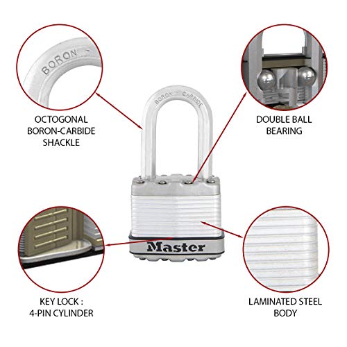 MASTER LOCK Candado Alta Seguridad [Llaves] [Acero Laminado] [Exterior] [Archo M] M1EURDLF - Ideal para Portales, Garages, Sótanos