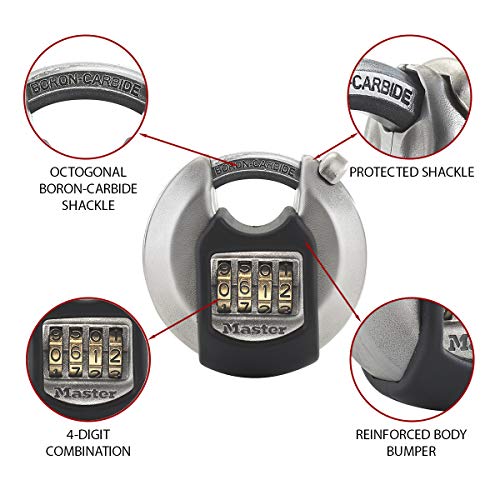 MASTER LOCK Candado Redondo Alta Seguridad [Combinacion] [Acero Inoxidable] [Exterior] M40EURDNUM - Ideal para Portales, Garages, Sótanos