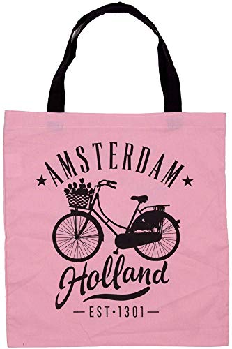 Matix Amsterdam Bike - Bolsa para bicicleta (40 cm, algodón), color rosa y negro