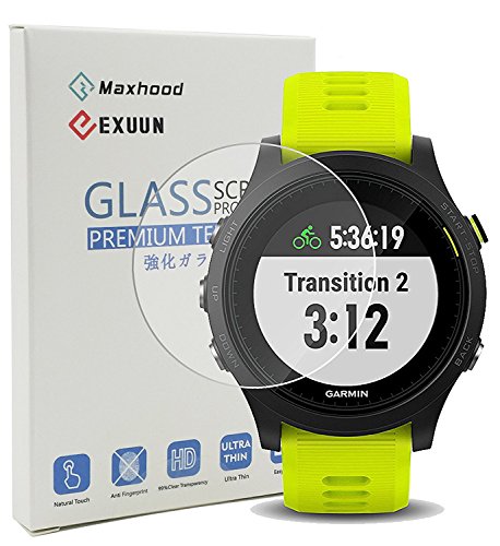Maxhood Garmin Forerunner 935 Protector de pantalla ultradelgado de cristal, 9h dureza 0.3 mm 2.5d Ronda Edge Vidrio Templado Protector de pantalla para Garmin 935