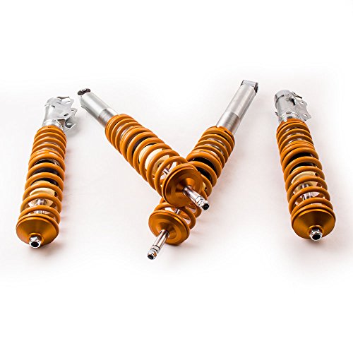 maXpeedingrods 4X Coilover, Amortiguador para Seat Toledo 1L, para VW Golf MK2 MK3 Vento Corrado Jetta Mk2 Altura Regulable, 2 Delanteros y 2 Traseros Resorte Helicoidal, Aleación de Aluminio 6061