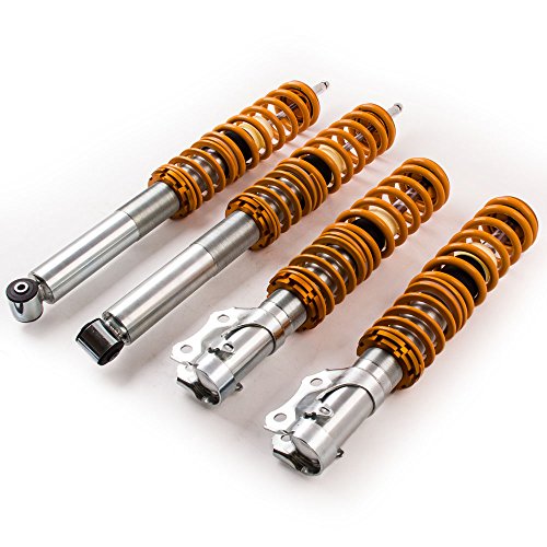 maXpeedingrods 4X Coilover, Amortiguador para Seat Toledo 1L, para VW Golf MK2 MK3 Vento Corrado Jetta Mk2 Altura Regulable, 2 Delanteros y 2 Traseros Resorte Helicoidal, Aleación de Aluminio 6061