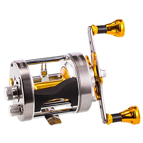 MaxTom Carrete de Pesca, Carrete Giratorio para diestros Rueda de Carrete de Pescador de mar, Rueda giratoria de Copa de Alambre de Metal, Sistema de Doble rodamiento (Color : Yellow, Size : 5000)