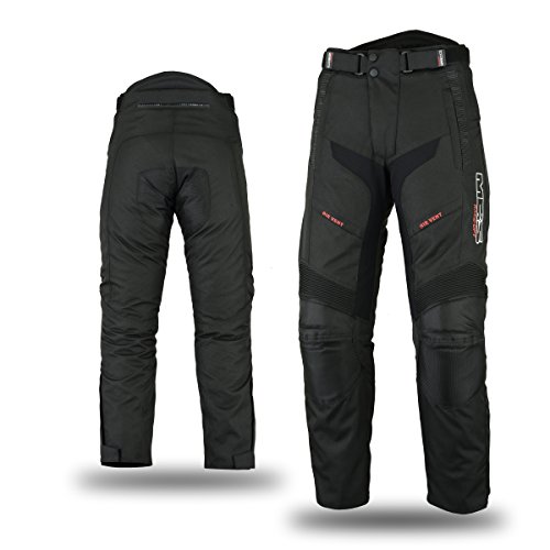 MBSmoto MP51 Roader Motocicleta Moto Scooter Cruiser Touring Impermeable a prueba de viento Textil Cordura Pantalón Negro (Medio)