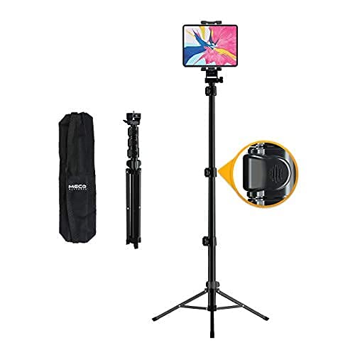 MECO Trípode Soporte Tablet Flexible ,Soporte de Pie Portátil para Tomar Fotos al Aire Libre, 4.7"-12.9"de Tabletas, iPad, Móvil, Kindle , Altura Ajustable & Multiángulo , Rotación 360°con Bolsa