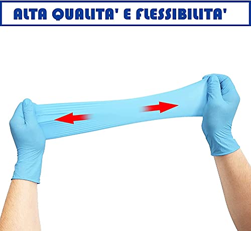 MED PACK Guantes de nitrilo desechables y desechables, 100 unidades, guantes de trabajo sin polvo, guantes desechables, sin látex, ideales para uso alimentario y estético, (azul, M)