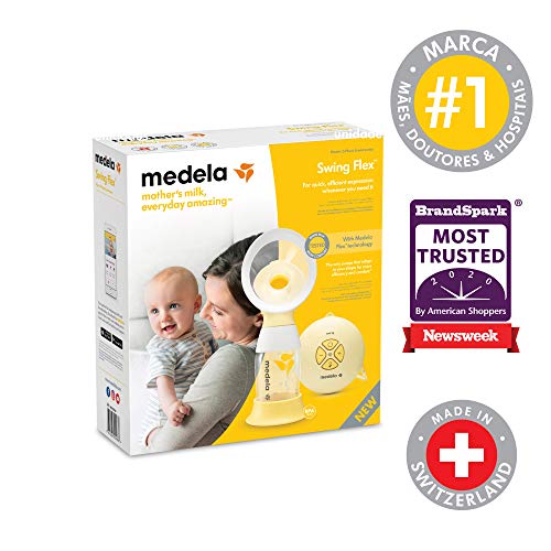 Medela Extractor de leche eléctrico individual Swing Flex - Diseño compacto, con embudos PersonalFit Flex y tecnología de extracción de 2 fases de Medela