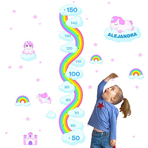 Medidor de altura PERSONALIZADO para pared | Vinilo decorativo habitación infantil (Unicornios XL)