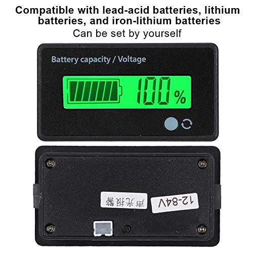 Medidor de Batería, Botones Dobles Pantalla de Capacidad de Batería Pantalla a Prueba de Agua PCB HTN Pantalla LCD Indicador de Capacidad de Batería para Ebike Scooter(Luz Verde)