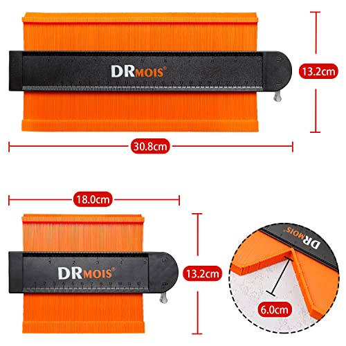 Medidor de contorno con dispositivo de bloqueo, DRMOIS® 250 mm medidor de contorno grande de plástico Herramienta de contorno Dispositivo de medición de contorno para perfiles irregulares