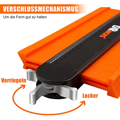 Medidor de contorno con dispositivo de bloqueo, DRMOIS® 250 mm medidor de contorno grande de plástico Herramienta de contorno Dispositivo de medición de contorno para perfiles irregulares