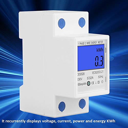 Medidor de Energía Monofásico 5-80A 230V 50Hz Medidor de Energía Digital Pantalla LCD Medidor de vatios DDS528 Medidor de Energía de Montaje En Carril Din de 35 Mm Medidor de Energía KWH