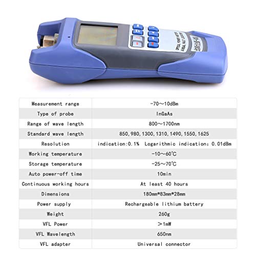 Medidor de energía óptica portátil de fibra óptica todo en uno de 1 KM -70 a +10 con conector SC y FC y localizador de fallos visuales probador de cable de fibra óptica