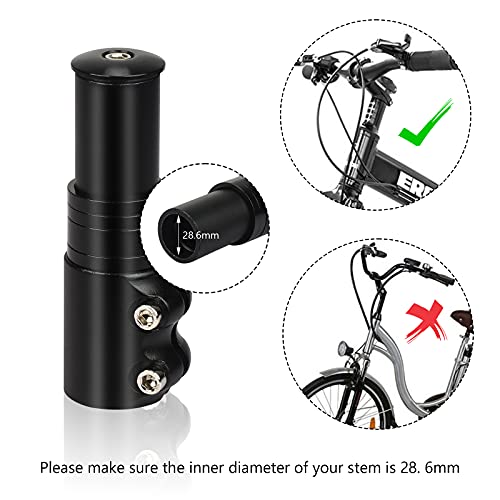 MEETANG Elevador Manillar Bicicleta Ajustable Adaptador de Extensor de Manillar diámetro 28,6 Extensor de vástago de Horquilla de Bicicleta Altura aleación de Aluminio Negro Bicicleta de montaña MTB