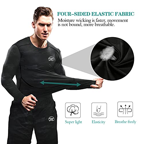 MEETEU Compresión Ropa Deportiva Baselayer Hombre, Secado Rápido Camiseta de Compresion，Gym Pantalones Corto Leggings Short para Running Fitness