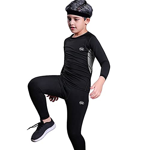 MeetHoo Conjunto Ropa Interior Termica para Niños Camisetas Termicas Deportivas Manga Larga Decathlon Pantalon Termico Futbol Niño de Esquí Forro de Lana para Correr