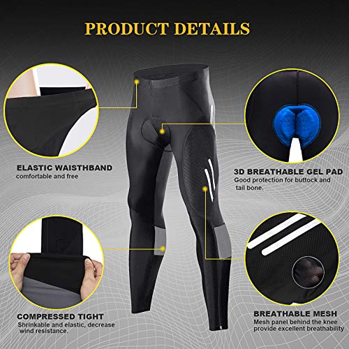 MEETWEE Hombres Pantalones de Ciclismo, Transpirable Bicicleta con 3D Gel Acolchado MTB Ciclismo Pantalones Largos