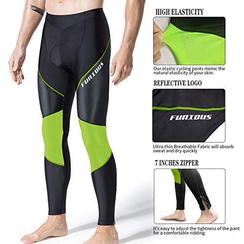 MEETWEE Pantalones de ciclismo para hombre, pantalones largos de bicicleta, mallas de leggings transpirables 3D con esponja acolchada para ciclista (verde-a, M)