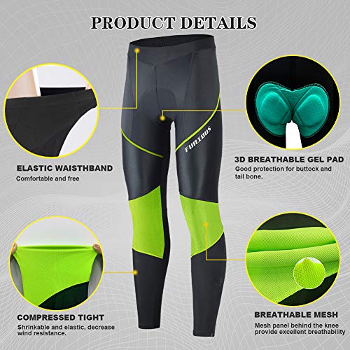 MEETWEE Pantalones de ciclismo para hombre, pantalones largos de bicicleta, mallas de leggings transpirables 3D con esponja acolchada para ciclista (verde-a, M)
