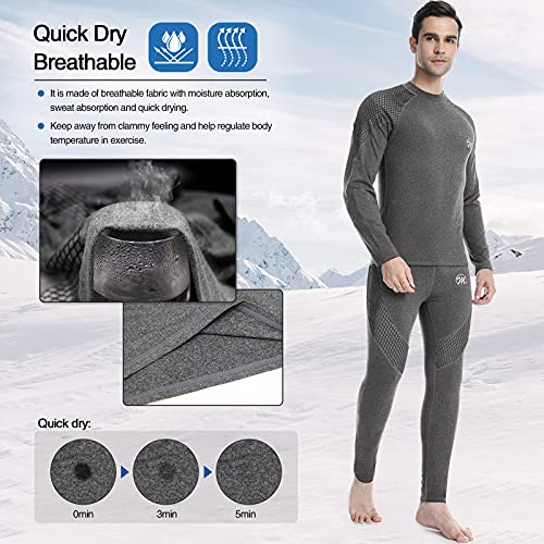 MEETWEE Set de Ropa Interior Térmica Hombre, Invierno Funcional Conjuntos Térmicos Manga Larga Camiseta Pantalones Largos de Compresión para Esquí Running Montaña Ciclismo Fitness Deportes