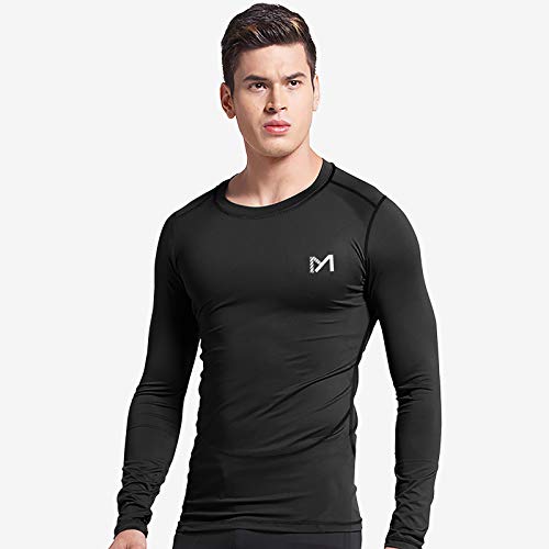 MEETYOO Camiseta Compresion Hombre, Ropa Deportiva Manga Larga Base Layers para Running Gym Ciclismo