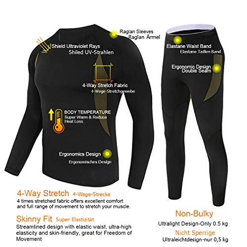 MEETYOO Conjuntos térmicos Hombre, Deportes Ropa Interior térmica Aire Libre Base Layer Thermo Function Ropa Deportiva de Invierno para Running Ciclismo Esquí