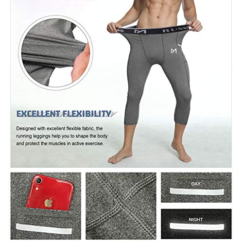 MEETYOO Leggings Hombre, Mallas Running Pantalón de Compresión Pantalon Deporte para Gym Fitness Jogging