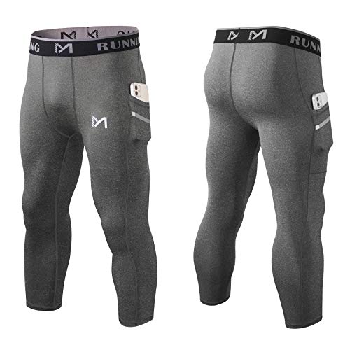 MEETYOO Leggings Hombre, Mallas Running Pantalón de Compresión Pantalon Deporte para Gym Fitness Jogging