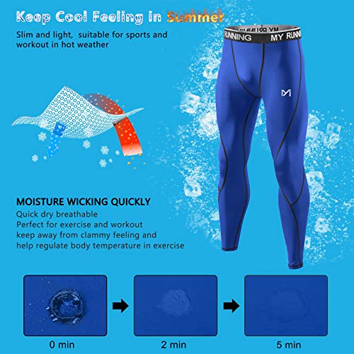 MEETYOO Leggings Hombre, Pantalón de Compresión Secado Rápido Pantalones Deporte Mallas Largas para Running Fitness Yoga