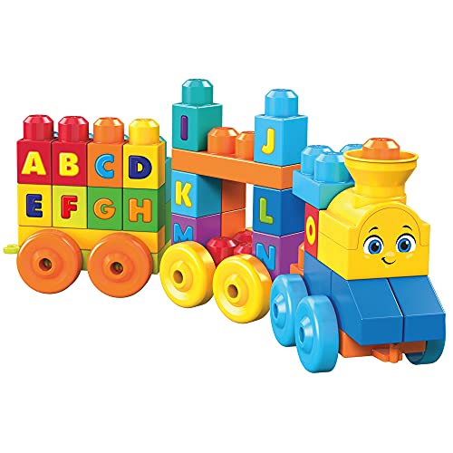 Mega Bloks Tren musical ABC, juguete de construcción para bebé + 1 año (Mattel FWK22)