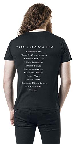 Megadeth Youthanasia Tracklist Hombre Camiseta Negro XL, 100% algodón, Regular