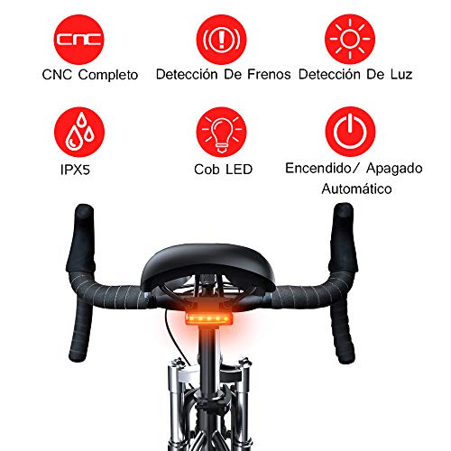 MEIDI Luces Bicicleta,Inteligente luz Trasera Bicicleta Potente led Xlite IPX5 Impermeable,detección de Freno, Encendido/Apagado automático,USB Recargable,luz Bici