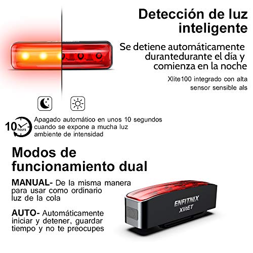 MEIDI Luces Bicicleta,Inteligente luz Trasera Bicicleta Potente led Xlite IPX5 Impermeable,detección de Freno, Encendido/Apagado automático,USB Recargable,luz Bici