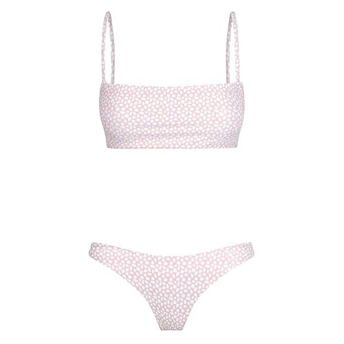 Meioro Conjuntos de Bikinis para Mujer Push Up Bikini Traje de baño de Tanga de Cintura Baja Trajes de baño Adecuado Viajes Playa La Natacion (S, Rosa + Blanco)