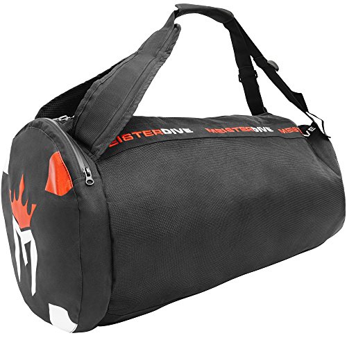 Meister Bolsa y Mochila de Deporte de Malla con Bolsillo Impermeable para Submarinismo y Buceo - Negro