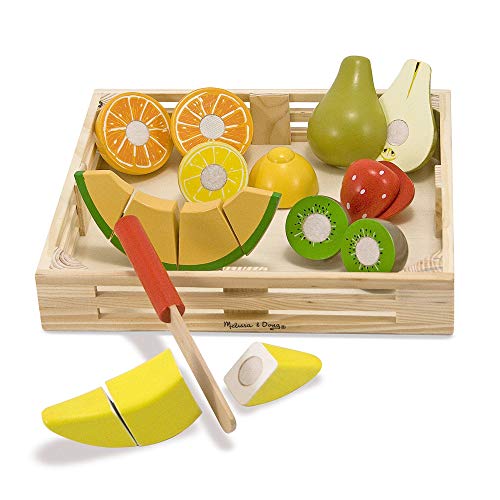 Melissa & Doug- Cutting Fruit Set Comida de Juguete de Madera, Multicolor (MEDUG-140218)