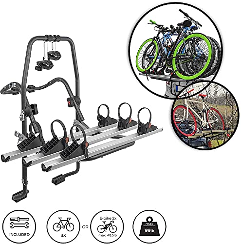 MENABO 000063500000 Stand Up 3 Portabicicletas en Acero con 3 Carriles en Aluminio