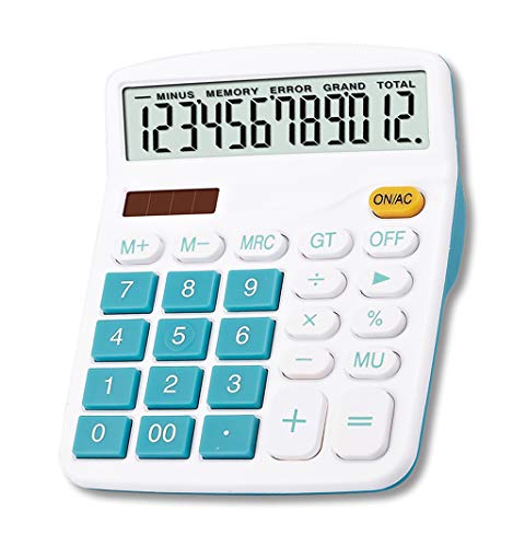Mengshen Calculadora Grande, 12 dígitos Pantalla LCD Batería Solar Energía Dual Calculadora financiera dedicada Grande Calculadora Comercial de Escritorio de función estándar