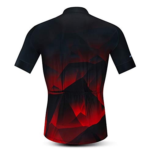 Mens Ciclismo Jersey manga corta Mountain Bike Shirt MTB Top cremallera bolsillo reflectante cráneo, B4, M (pecho 91/99 cm)