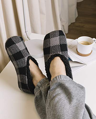 Men's Slipper Socks, Agilis Soft Step Technology with Memory Foam - Calcetines Zapatillas de Hombre, Agilis Soft Step Technology con Planta de Memory Foam (Black Grey Checker, Numeric_40)